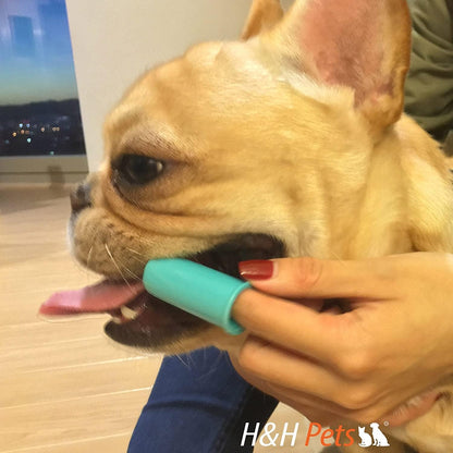 H&H Pets Dog Finger Toothbrushes - Professional Pet Finger Dental Brush Set for Dogs Puppies Cats, Soft Bristles, Size Small 4 Count-Silicon