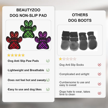 BEAUTYZOO Dog Paw Protector Anti-Slip, Paw Pads for Dogs Traction On Hardwood Floors, Paw Stickers Toe Grips for Hot/Cold Pavement for Senior Dogs, Shoes Boots Socks Replacement, 6 Sets (24 pcs) XXL
