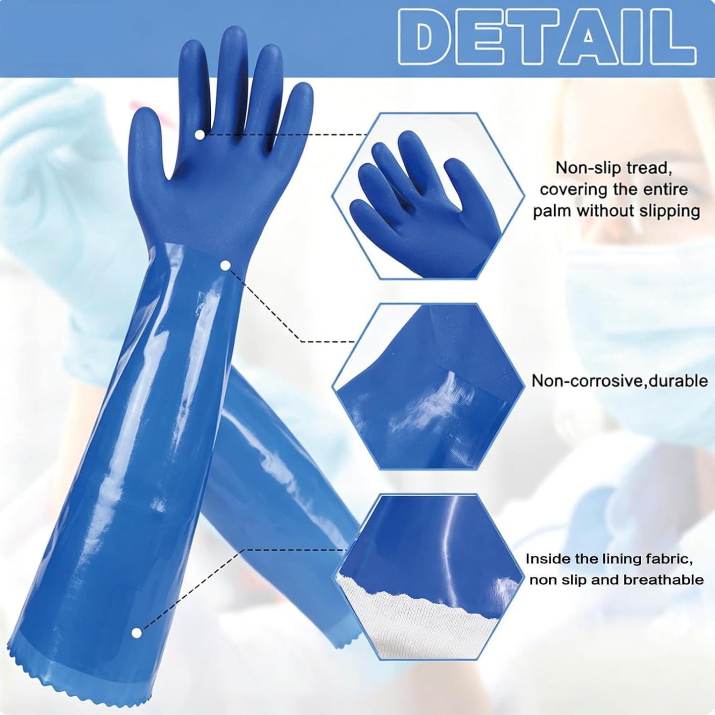 YOFANG 14" Long Pet Grooming Gloves for Washing & Hair Removal,Waterproof Rubber Cat Bite-Proof Brush Gloves,Dog Bath Glove with Soft 3500+ Particles Massage,Orange