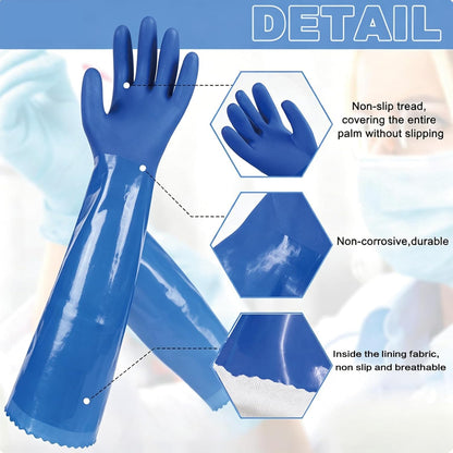 YOFANG 14" Long Pet Grooming Gloves for Washing & Hair Removal,Waterproof Rubber Cat Bite-Proof Brush Gloves,Dog Bath Glove with Soft 3500+ Particles Massage,Orange