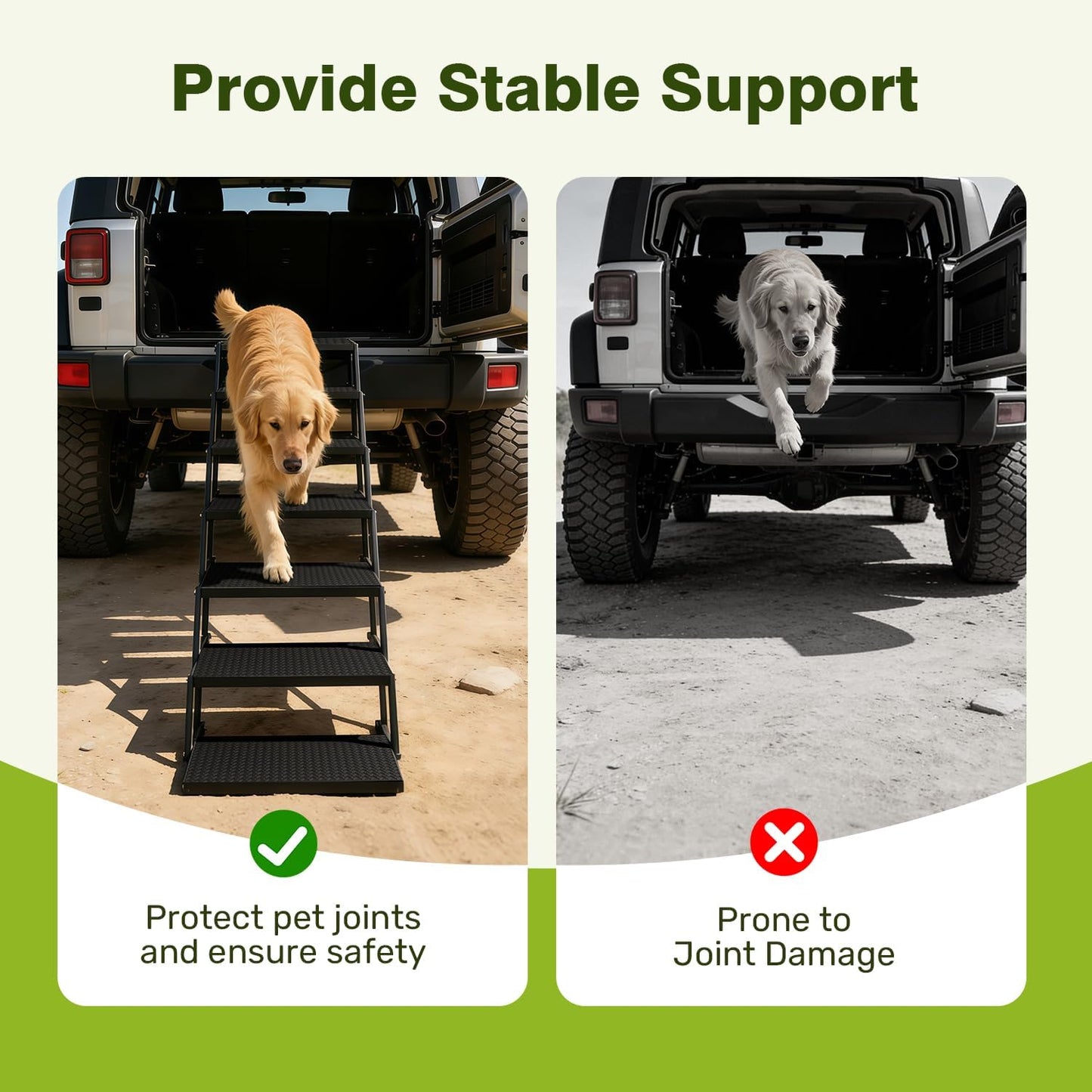 Foldable Dog Car Steps - Upgraded Non-Slip Pet Stairs for Large Dogs, Portable Metal Frame Dog Ramps for High SUV, Truck and Cars, Lightweight Pet Ladder with High Load-Bearing Capacity (6 Steps)