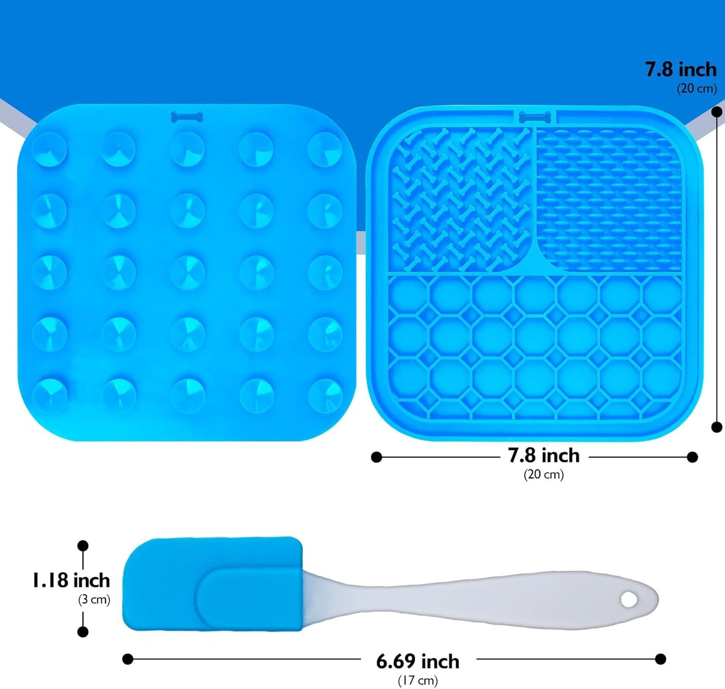 Lick Mat for Dogs - Slow Feeder Licking Mat with Suction Cups for Peanut Butter, Food Treats & Yogurt - 2 Pack