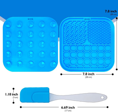 Lick Mat for Dogs - Slow Feeder Licking Mat with Suction Cups for Peanut Butter, Food Treats & Yogurt - 2 Pack