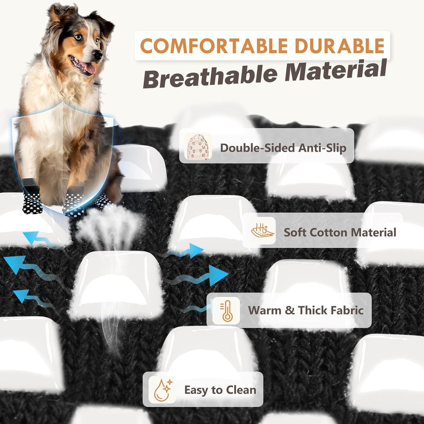 Anti Slip Dog Socks to Prevent Licking Paws, Dog Shoes for Hot/Cold Pavement, Dog Boots on Hardwood Floors, Traction Control Dog Booties & Paw Protectors for Small Medium Large Senior Dogs