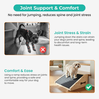 Dog Ramp for Stairs, Non Slip Dog Stairs, Sturdy Wooden Pet Steps for Small Dogs and Cats Fits Staircase Indoor, Support for Injured and Senior Pets