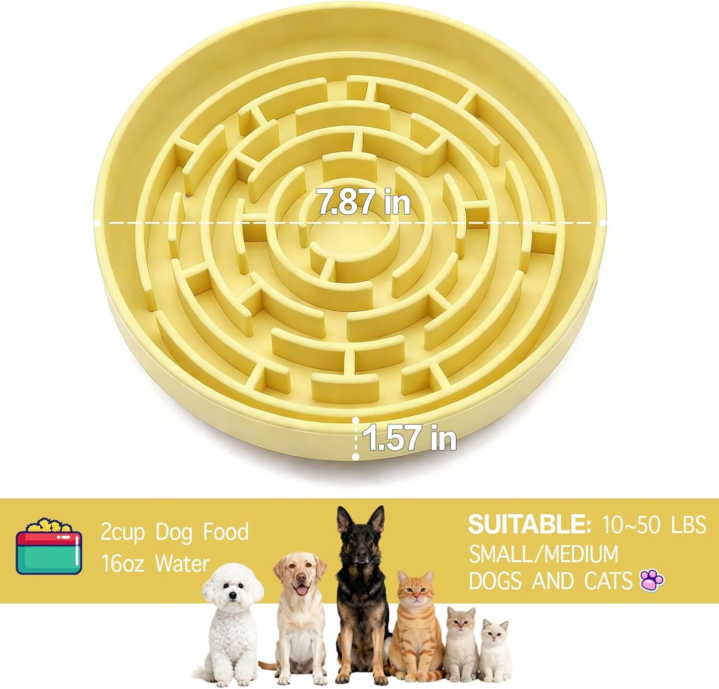 Silicone Slow Feeder Bowl, with Non-Slip Suction Cups, Anti-Choking, Puppy Puzzle Bowl, Slows Down Eating Speed, Relieves Anxiety, Suitable for S&M Sized Dogs and Cats(Green