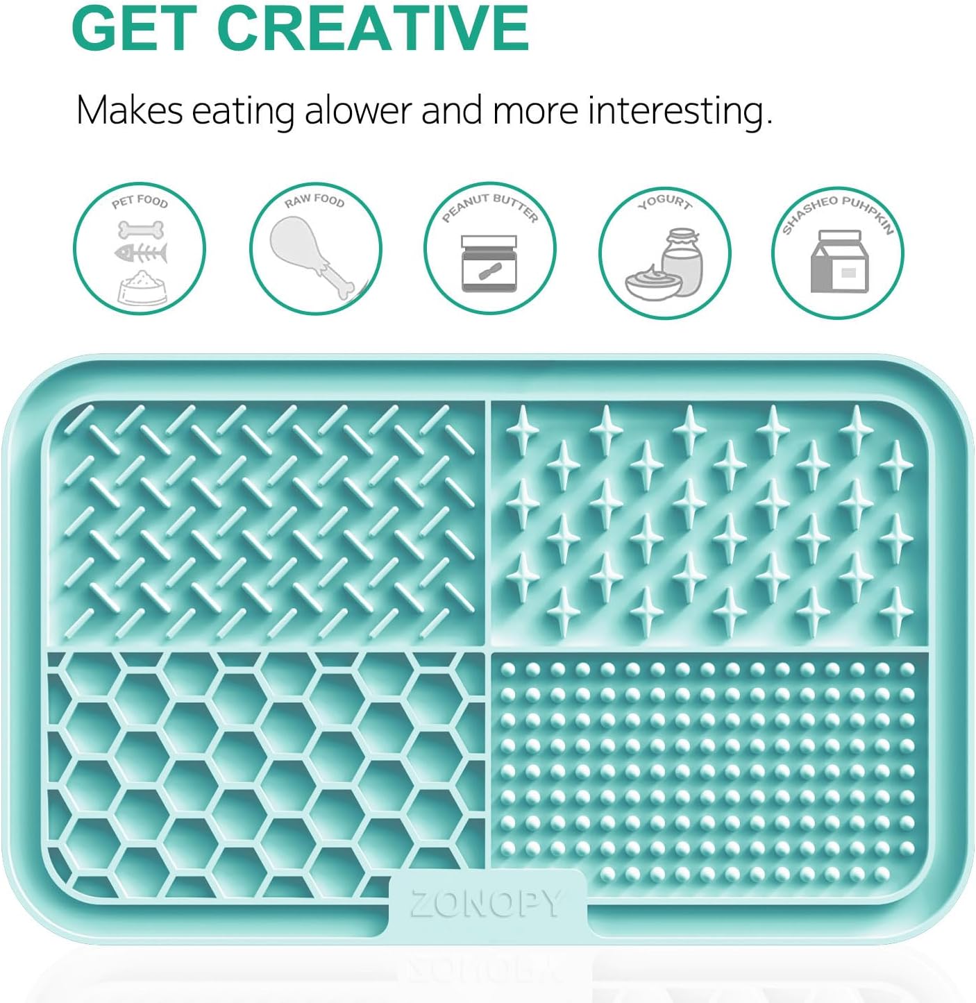 Licking Mat for Dogs & Cats with Suction Cups, 1 Pack Square Dog Slow Feeder Lick Pat for Anxiety Relief & Boredom, Dog Toys to Keep Them Busy, Pets Grooming Bathing Training Mat