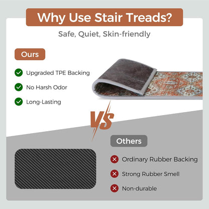 sarben Non Slip Stair Treads for Wooden Steps 15PCS - 8"x30" Indoor Safety Carpet, Edging Mats with TPE Adhesive Backing, Pet and Elderly Friendly Stair Rugs (Taupe) - Colors A