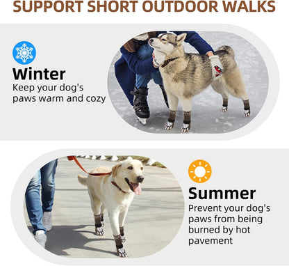 PUPTECK Anti-Slip Dog Socks with Double Sides Grips for Small Medium Large Dogs Hardwood Floors Prevents Licking, Dog Shoes for Hot Pavement Traction Control Paw Protector for Senior Dogs, Grey L