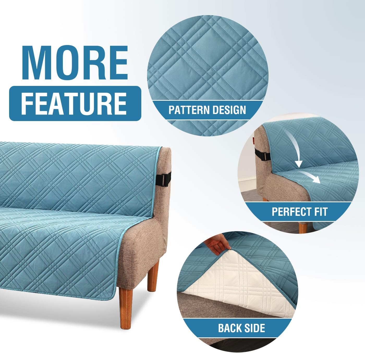 H.VERSAILTEX 100% Waterproof Slipcovers for Couches and Sofas Modern Pet Couch Cover Thick Soft Furniture Protector with Elastic Straps(Sofa, Lily Pad/Beige)