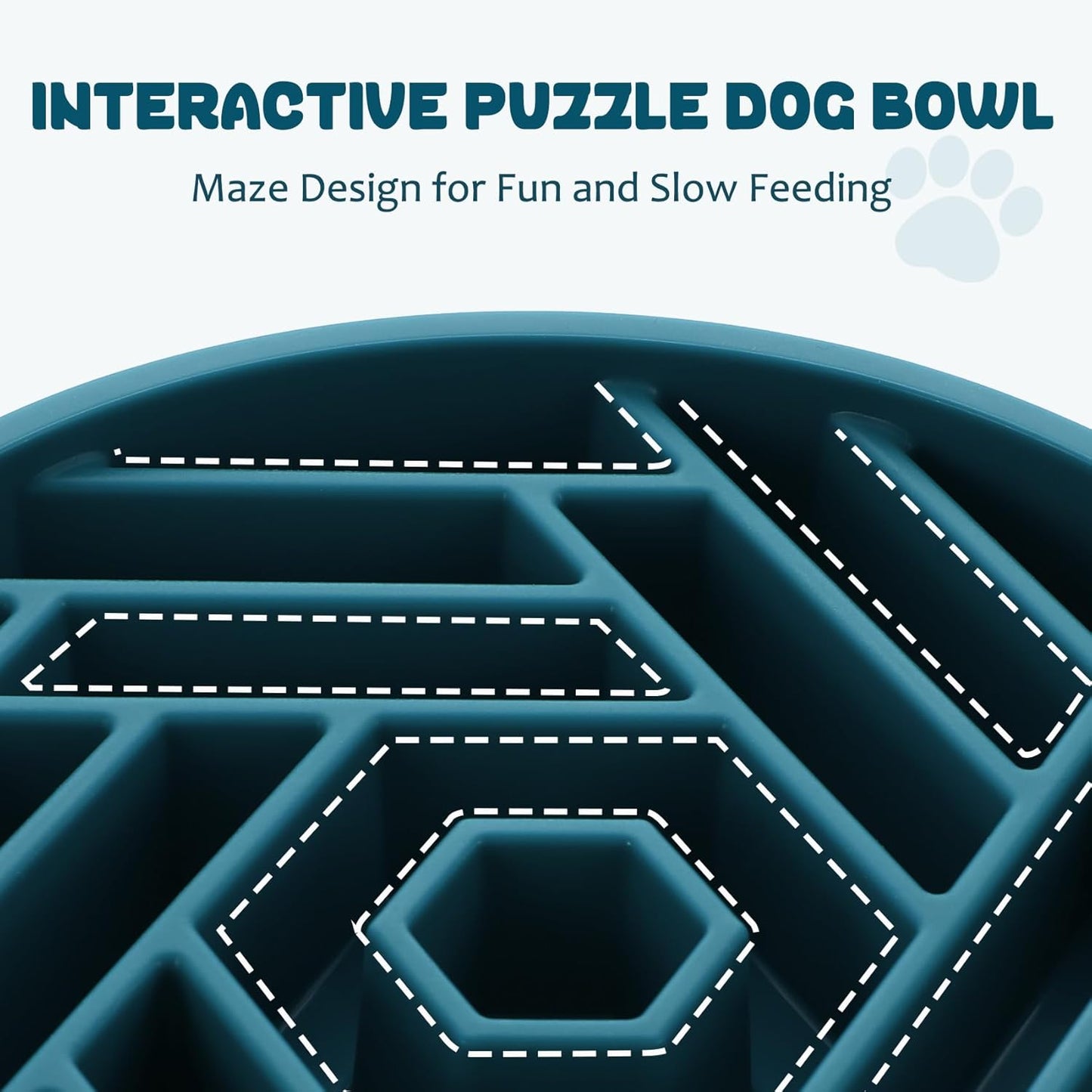 WHIPPY Slow Feeder Dog Bowl, Puzzle Maze Design to Slow Down Eating, 3-Cup Capacity, Anti-Gulping Food Bowl for Medium & Large Dogs,Black