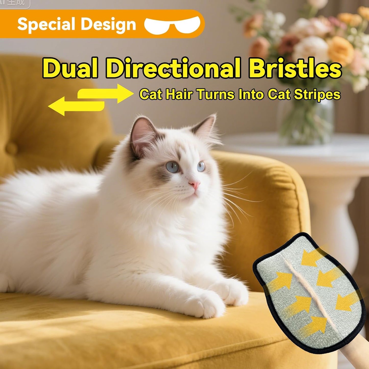 Electrostatic Pet Hair Removal Gloves: Quick Wiping - Reusable & Washable for Sofa Clothing Pet Beds Effortless Cats & Dogs Hair Remover for Busy Pet Owners (1pcs-Black)