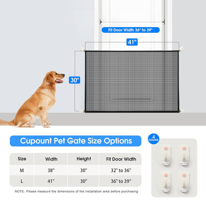 Cupount Baby Gate for Stairs - Dog Gate Indoor Mesh Pet Gates for Doorways (Black, 30" H x 41" W)