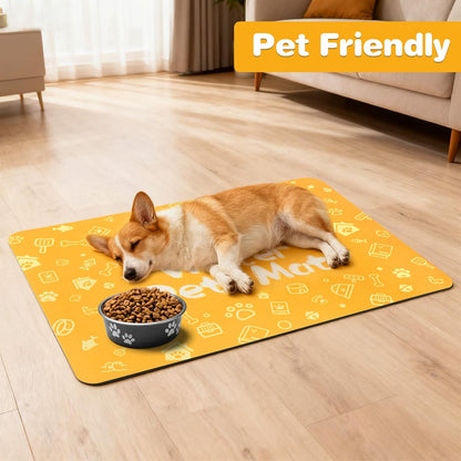 Pet Feeding Mat,Dog Cat Mat for Food and Water,Dog Bowl Waterproof Placemat with Rubber Backing,Absorbent Quick Dry Water Dispenser Mat for Pet（Dark Gray 12"×18"）