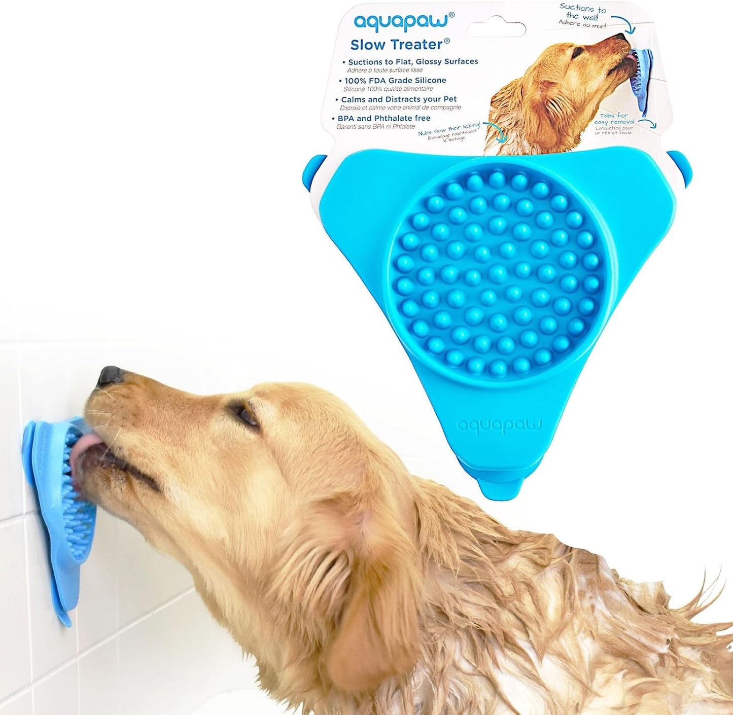 Aquapaw Lick Mat for Dogs with Suction Cups - XL, Blue, 1-Pack - Slow Feeder Lick Pads for Dogs & Grooming Enrichment - Food Mat for Peanut Butter Treats