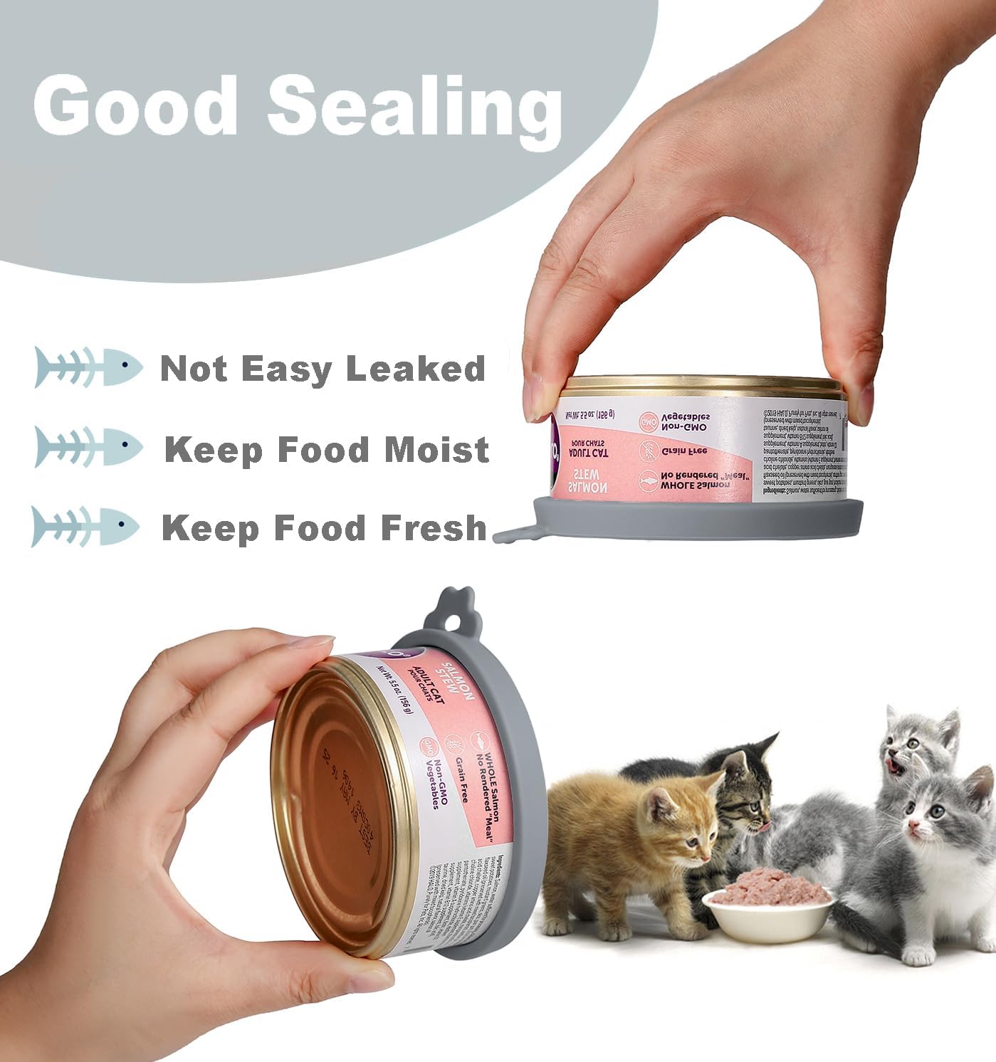 COMTIM Cat Food Can Covers Lids for 5.5 oz Cans, 2 Pack Silicone Cat Food Can Lids for 5.5 oz 5.3 oz Cans...Pet Food Can Covers Reusable Can Toppers Savers for Wet Food