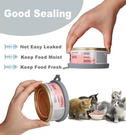 COMTIM Cat Food Can Covers Lids for 5.5 oz Cans, 2 Pack Silicone Cat Food Can Lids for 5.5 oz 5.3 oz Cans...Pet Food Can Covers Reusable Can Toppers Savers for Wet Food