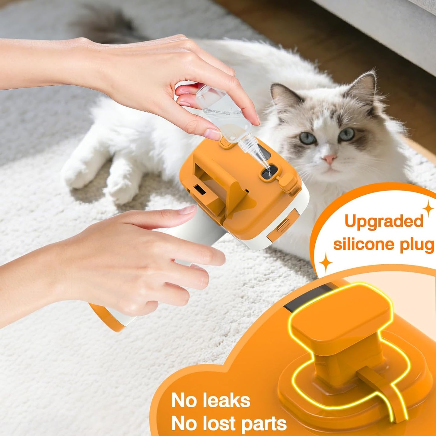 Pet Steam Brush for Dogs & Cats,5-in-1 Self-Cleaning Dog Steam Brush with 3 Swap-in Heads (Grooming, Dematting, Deshedding),Cat Spray Hair Removal Comb,Includes Pet Essence & Storage Bag