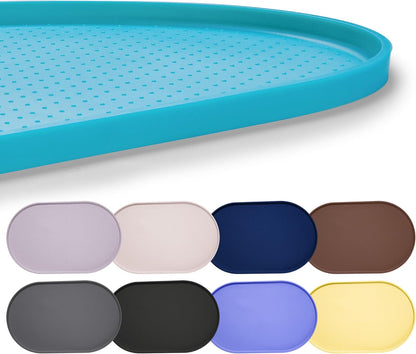 Hubulk 100% Waterproof Silicone Pet Feeding Mat with Raised Edge for Food and Water, Dog Bowl Mats, Cat Bowls Placemat with High Lip Protects Floor for Cats and Dogs (Gray, 19" L x 12" W)
