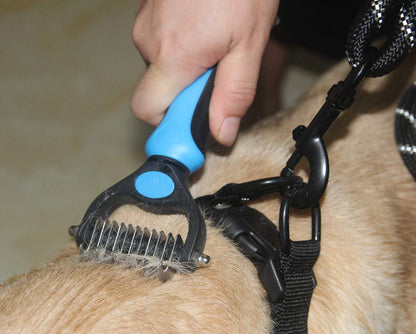 Maxpower Planet Hair Brush - Double Sided Shedding, Dematting Undercoat Rake for Dogs and Cats - Extra Wide Dog Grooming Brush, Reduce Shedding by 95%, Turquoise