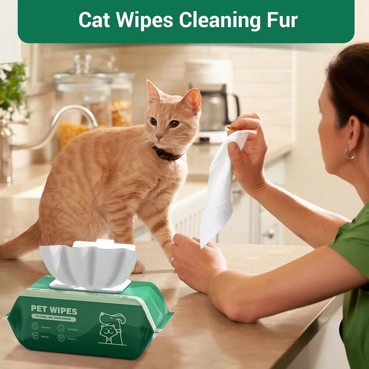 32 PCS Unscented Extra Thick Pet Bathing Wipes for Dogs & Cats, Dog Wipes Washing Gloves, Cleaning & Deodorizing Grooming Gloves for Daily Care and Traveling with EDI Water, Glycerin, Aloe Extract