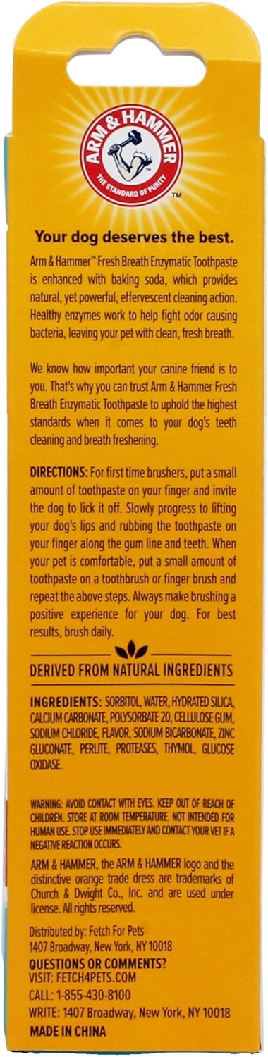 Arm & Hammer for Pets Fresh Breath Enzymatic Dog Toothpaste, Vanilla Ginger Flavor, Safe for Puppies and Adult Dogs, Daily Baking Soda Dental Gel to Eliminate Bad Breath, 2.5 Oz
