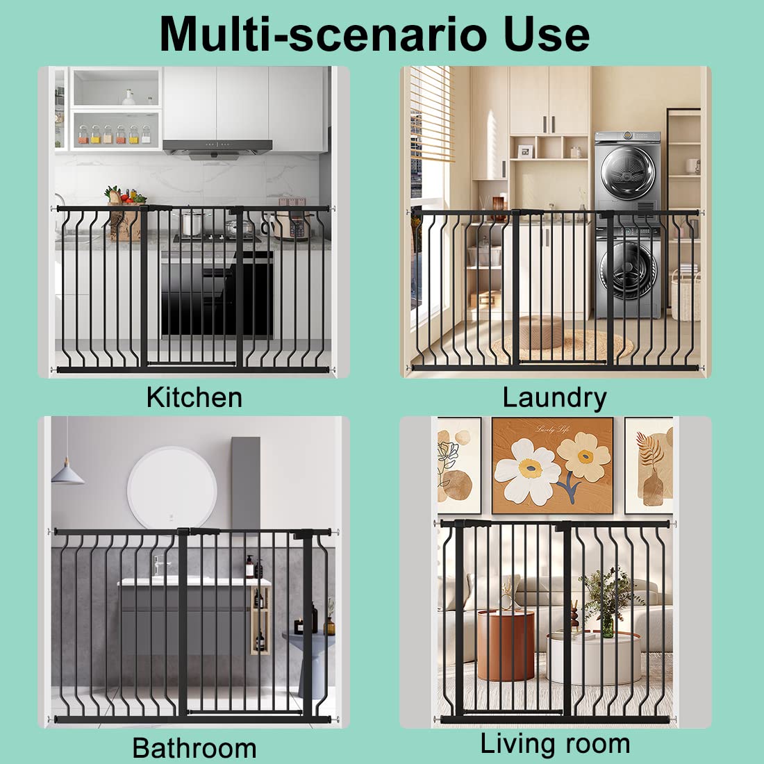 ALLAIBB White 40.55" Extra Tall Wide 57.48-73.62" Baby Gate Pressure Mounted Walk Through Child Kids Safety Toddler Tension Pet Dog Gates with Extension for Doorways Kitchen