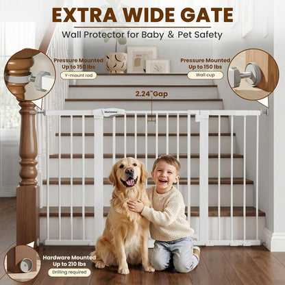 Mumeasy 36" High Extra Tall Dog Gate, 29.6"-40.5" Wide Pressure Mounted Tall Baby Gate for Dog, Auto Close Pet Gate with Door for Stairs,Doorways,House,Black