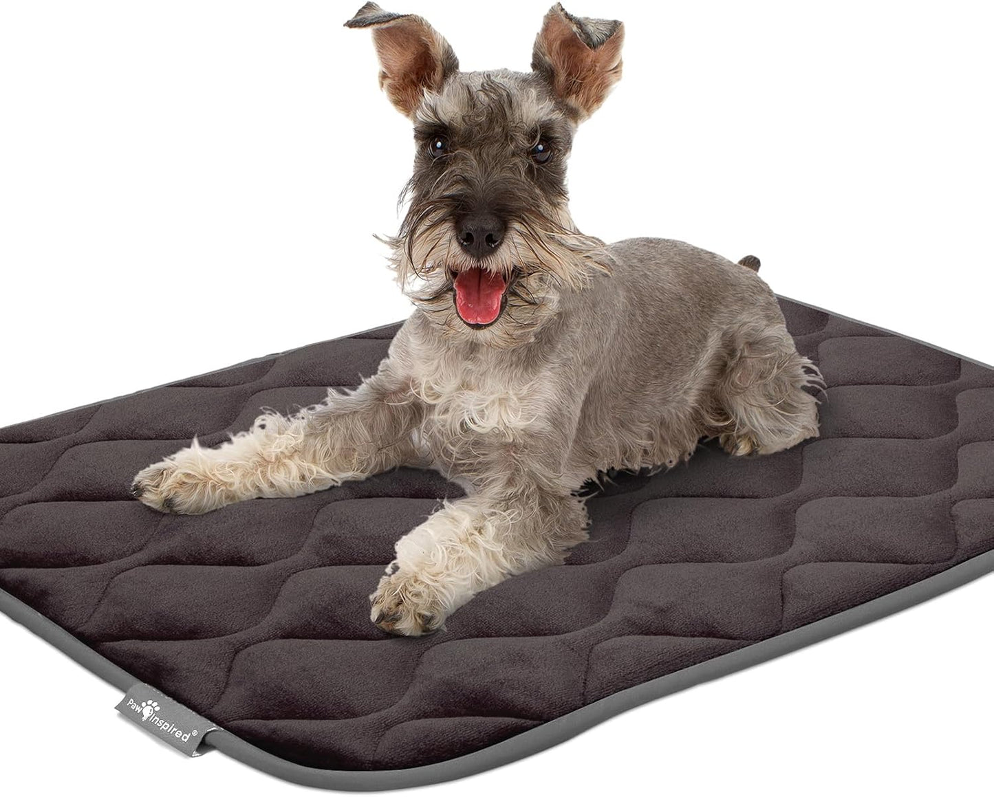 Paw Inspired Washable Padded Crate Mats for Dogs | 29” x 18” Pad, Fits 30-inch Kennels | Leakproof, Waterproof Bottom, Plush Pet Beds (Gray)
