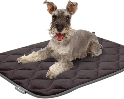 Paw Inspired Washable Padded Crate Mats for Dogs | 29” x 18” Pad, Fits 30-inch Kennels | Leakproof, Waterproof Bottom, Plush Pet Beds (Gray)