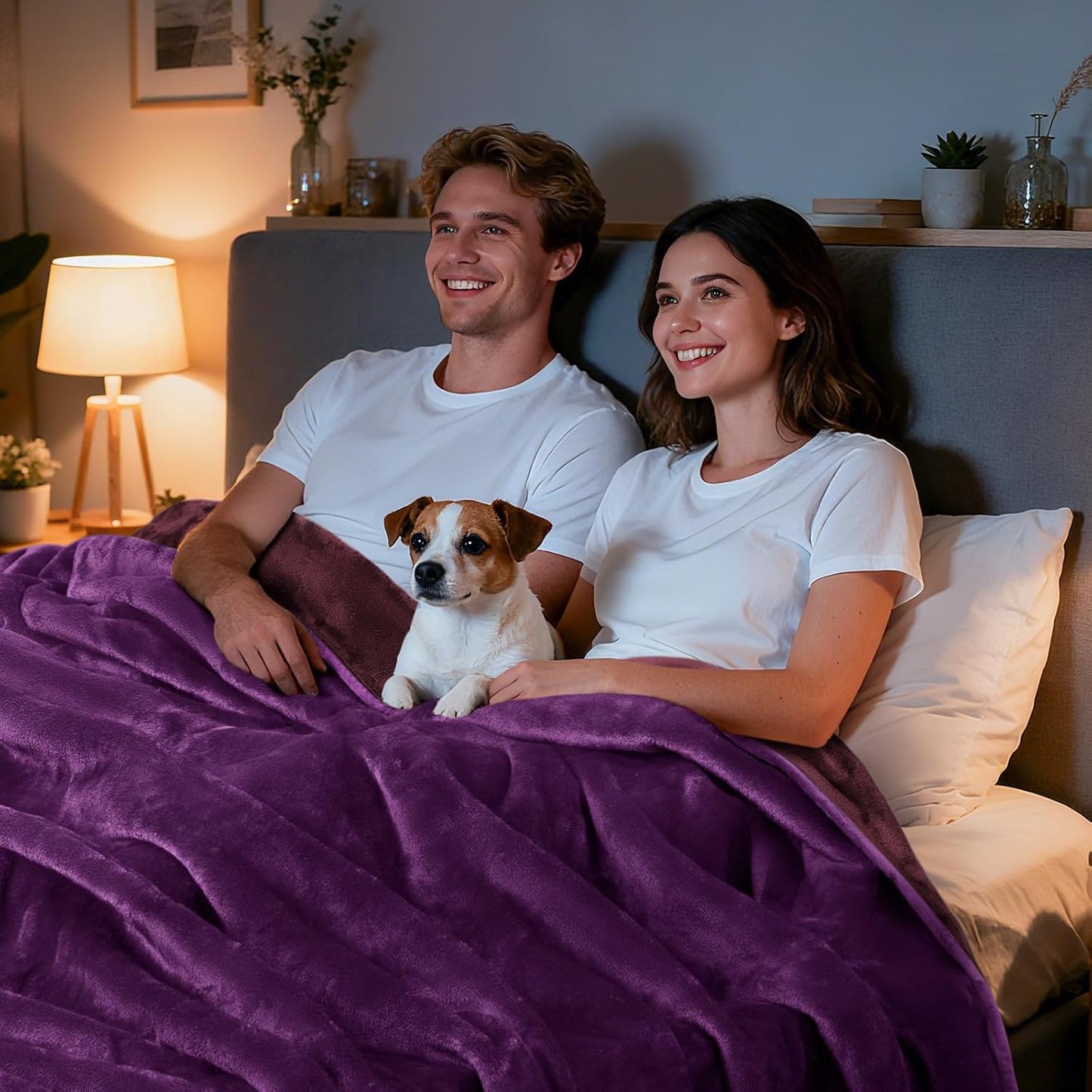 LOOBANI Waterproof Blanket for Bed: Reversible Soft Flannel Twin Bed Blanket 60" x 80", Leakproof Throw Spill-Proof Dog Pet Blanket for Couch Cover, Movie Time, Camping, Travel, Grey