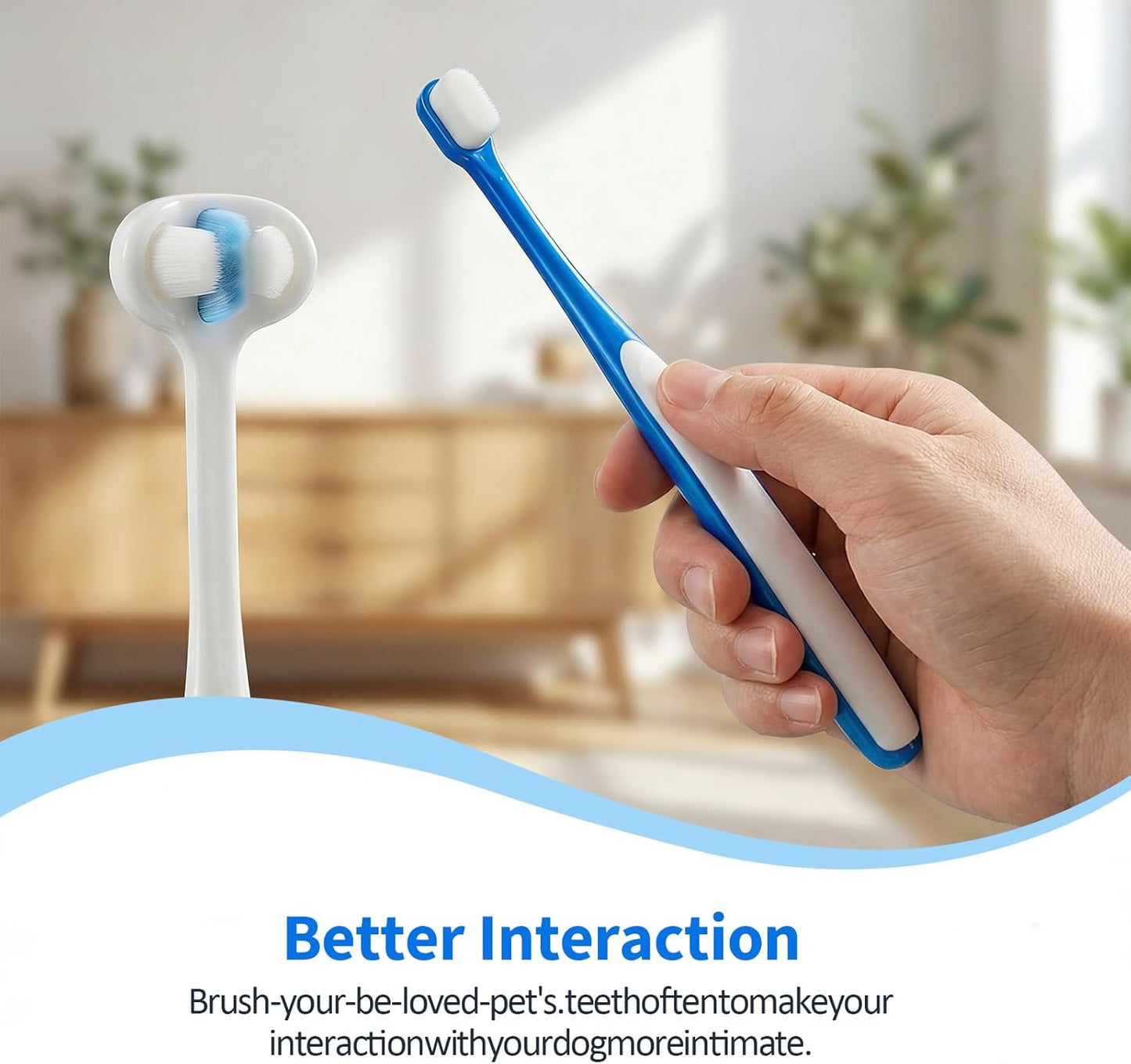 A Dog Toothbrush Set that Makes Brushing Easy | Finger Brush & Long-Handle Brush for Dogs & Cats | Soft Silicone Bristles | Pet Dental Care