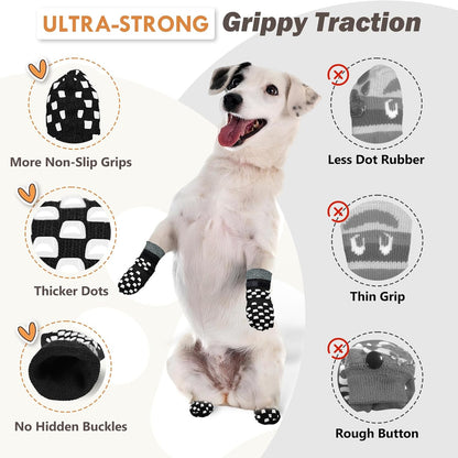 Anti Slip Dog Socks to Prevent Licking Paws, Dog Shoes for Hot/Cold Pavement, Dog Boots on Hardwood Floors, Traction Control Dog Booties & Paw Protectors for Small Medium Large Senior Dogs
