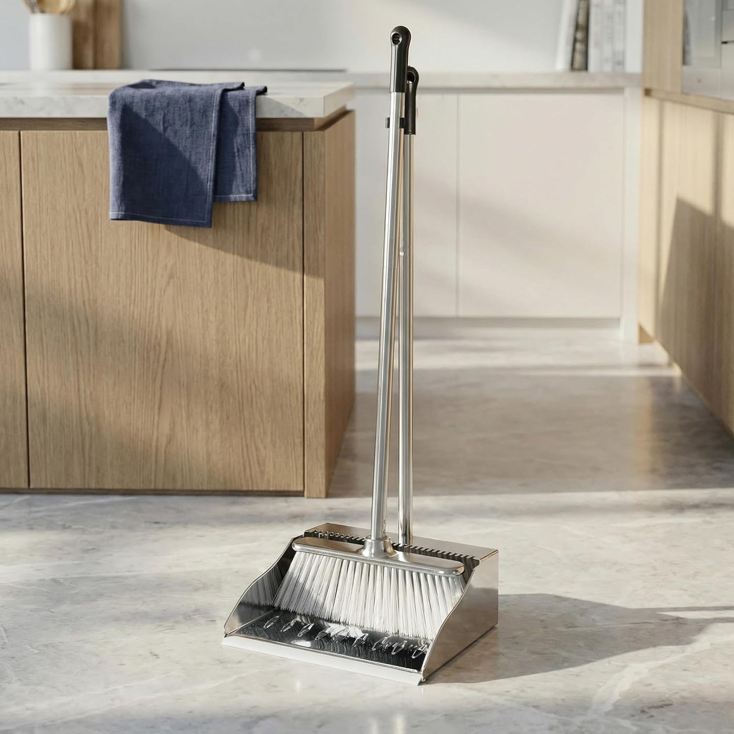 Indoor Soft Bristles Angle Sweeping Broom with Long Handle for Kitchen Hardwood Floor Cleaning