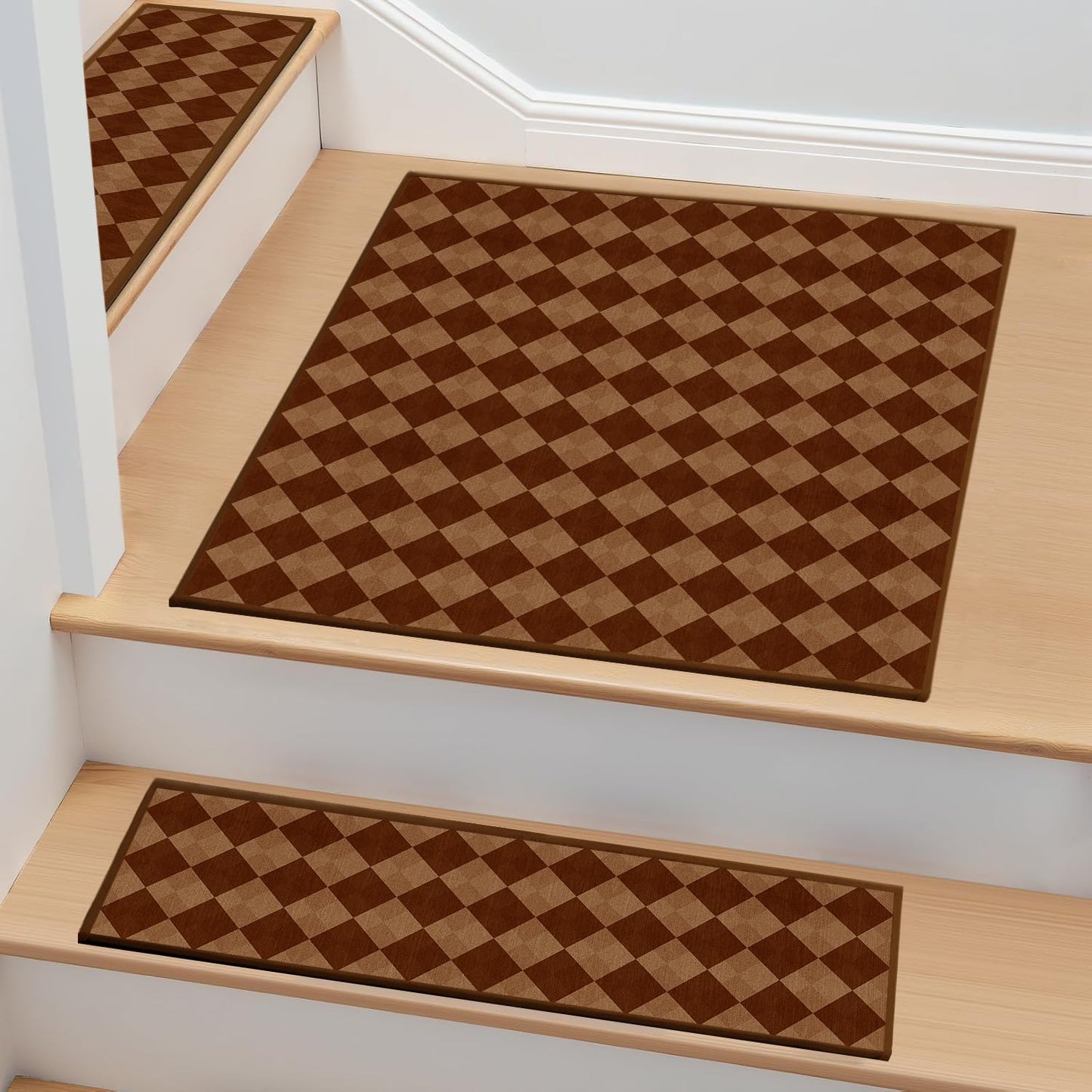 Non-Slip Stair Treads for Wooden Steps 15pcs,8"x30" Stair Carpet Treads for Indoor Use,Peel and Stick Stair Runners,Washable Reusable Adhesive Backing,Pet-Friendly Stair Capet for Kids,Elders,Dogs