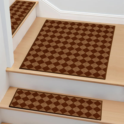 Non-Slip Stair Treads for Wooden Steps 15pcs,8"x30" Stair Carpet Treads for Indoor Use,Peel and Stick Stair Runners,Washable Reusable Adhesive Backing,Pet-Friendly Stair Capet for Kids,Elders,Dogs