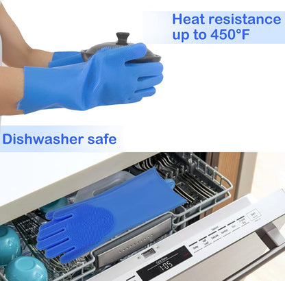 Pet Grooming Gloves, Dog Washing Gloves with High-Density Teeth, Heat Resistant Silicone Dog Bath Scrubber with Enhanced Five Finger Design, Bathing and Massaging for Dogs and Cats