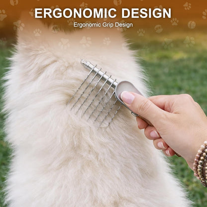 Dematting Comb for Dogs, 3 PCS Detangling Brush for Dogs and Cats, Professional Grooming Supplies, New Dual Row Comb Design with Long and Short Teeth,Easily Remove Knots, for Wavy & Curly Coats