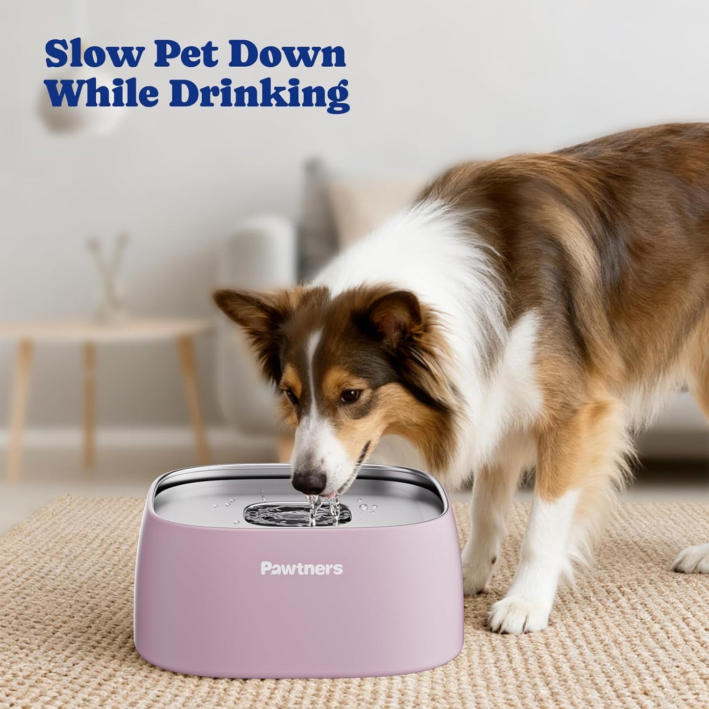 Pawtners All Stainless Steel Dog Water Bowl No Spill,135oz Anti-Splash Dog Bowl with Non-Slip Base, Spill Proof for Medium Large Messy Drinkers, Slow Drinking, Slobber Stopper,Easy to Clean