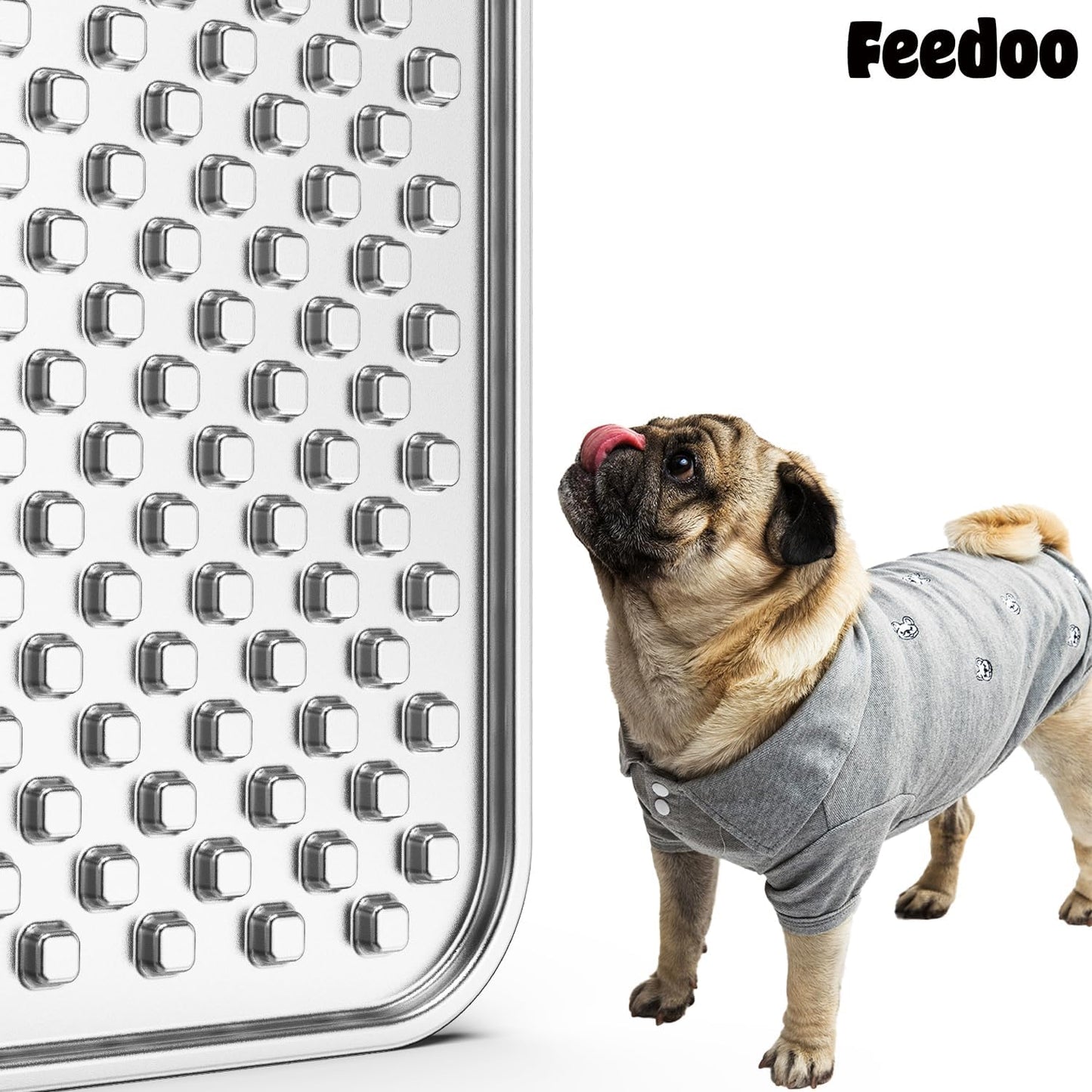 Double Wall Stainless Steel Lick Mat for Dogs & Cats - Chew Proof & Whisker Friendly, Non-Slip Base, for Calm Feeding & Anxiety Relief - Dishwasher Safe Slow Feeder Pad [1Pack]