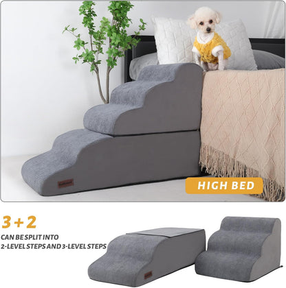 Aodisman 3-Step Dog Ramp and Stairs for Sofa and Chair - Non-Slip Sturdy Pet Steps for Small Dogs and Cats,15.7" H,Grey