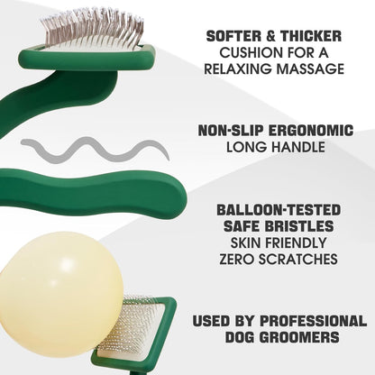 Bonteck Dog Slicker Brush for Dogs Grooming Kit 5PCS | Large Dog Brush for Goldendoodles Poodles Doodles | Long Pin Haired Brush | Poodle Brushes and Comb (Purple)