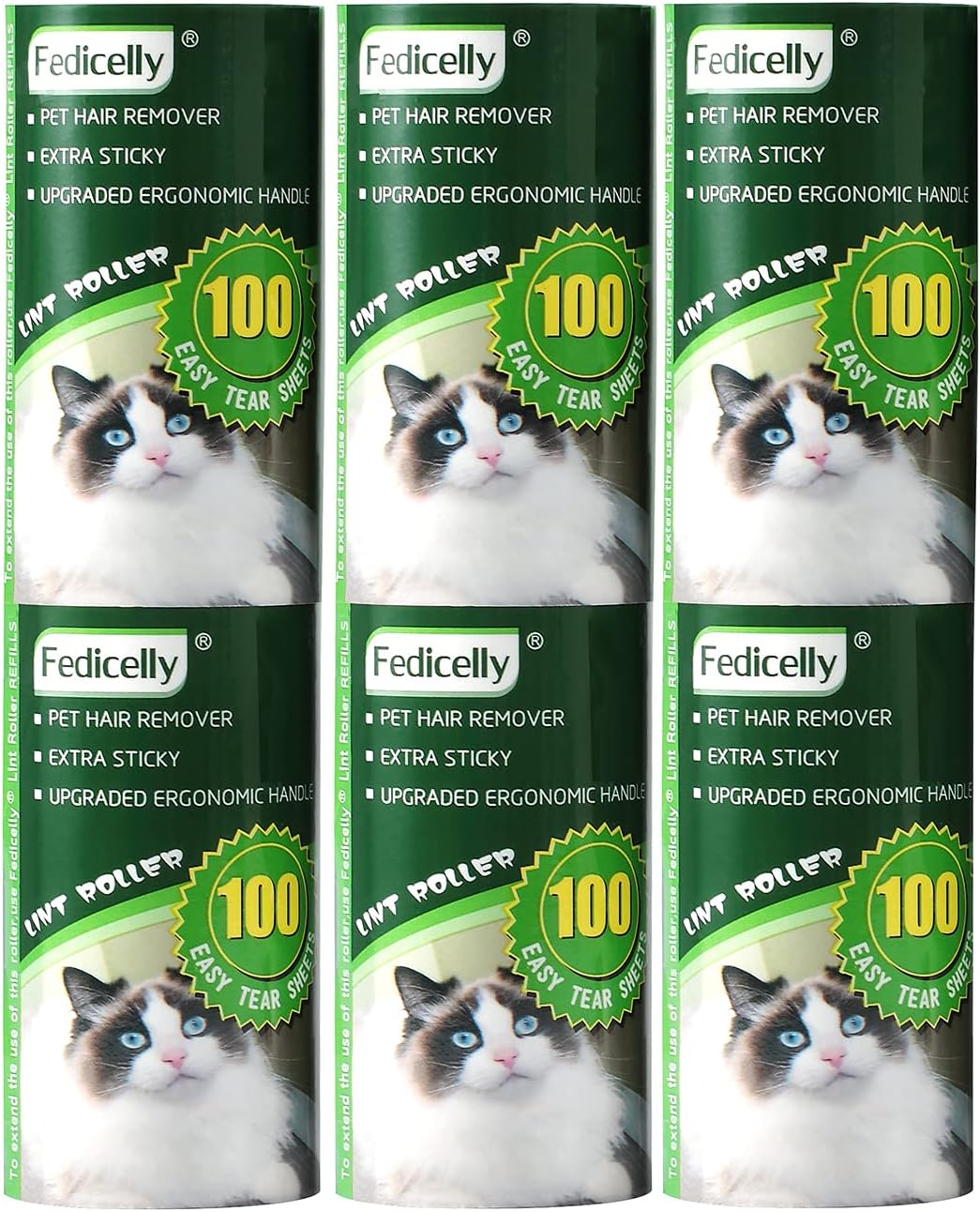Fedicelly Extra Sticky Lint Rollers Pet Hair Remover for Laundry Clothes Furniture Carpet,Total 400 Sheets Lint Rollers Refills Dog Cat Hair Lint Remover Brush Couch
