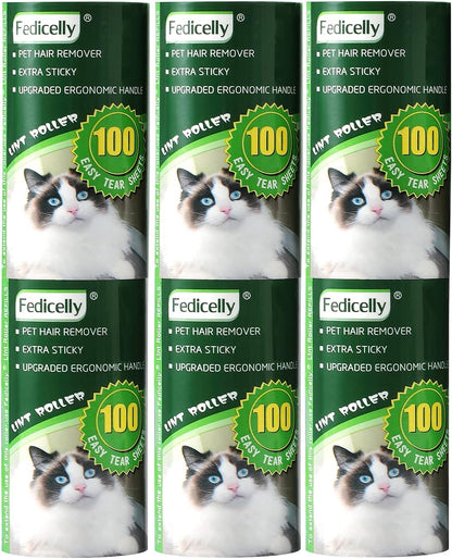 Fedicelly Extra Sticky Lint Rollers Pet Hair Remover for Laundry Clothes Furniture Carpet,Total 400 Sheets Lint Rollers Refills Dog Cat Hair Lint Remover Brush Couch