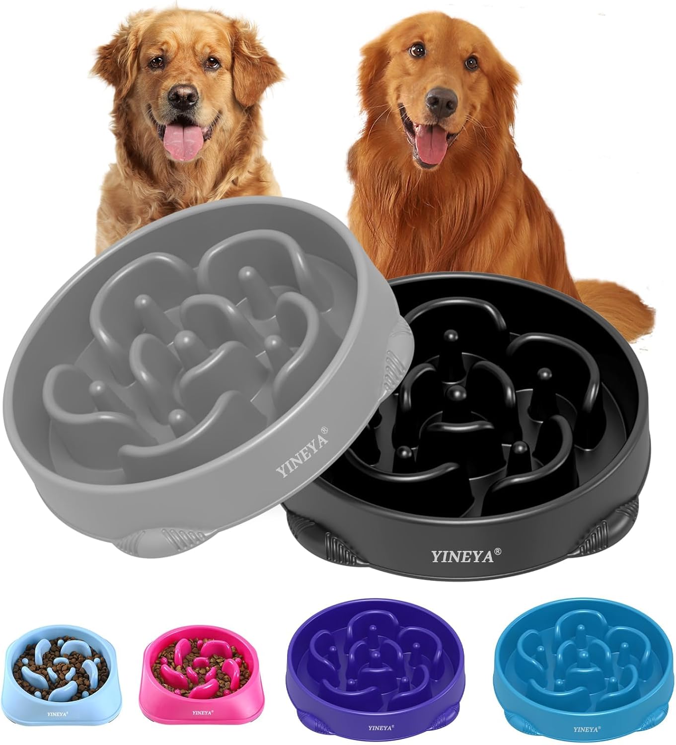 YINEYA Slow Feeder Dog Bowls, Pet Supplies that Slow Down Eating, Pet Food Bowls, Maze Dog Puzzle Feeder for Medium Breed