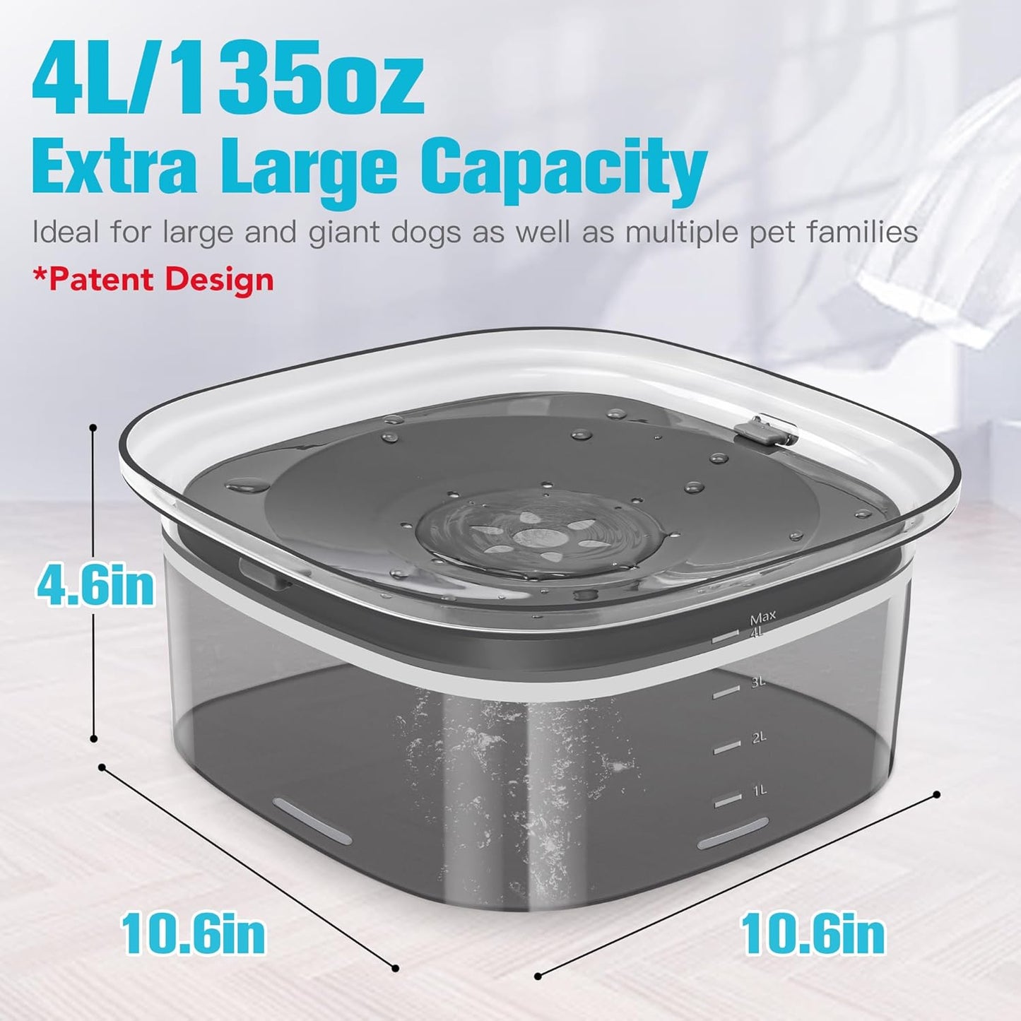 UPSKY 70oz Dog Water Bowl 2L No Spill Dog Bowls Large Capacity Spill Proof Slow Water Feeder, No Splash Pet Water Dispenser Vehicle Carried Travel Slow Drinking Bowl for Messy Drinkers