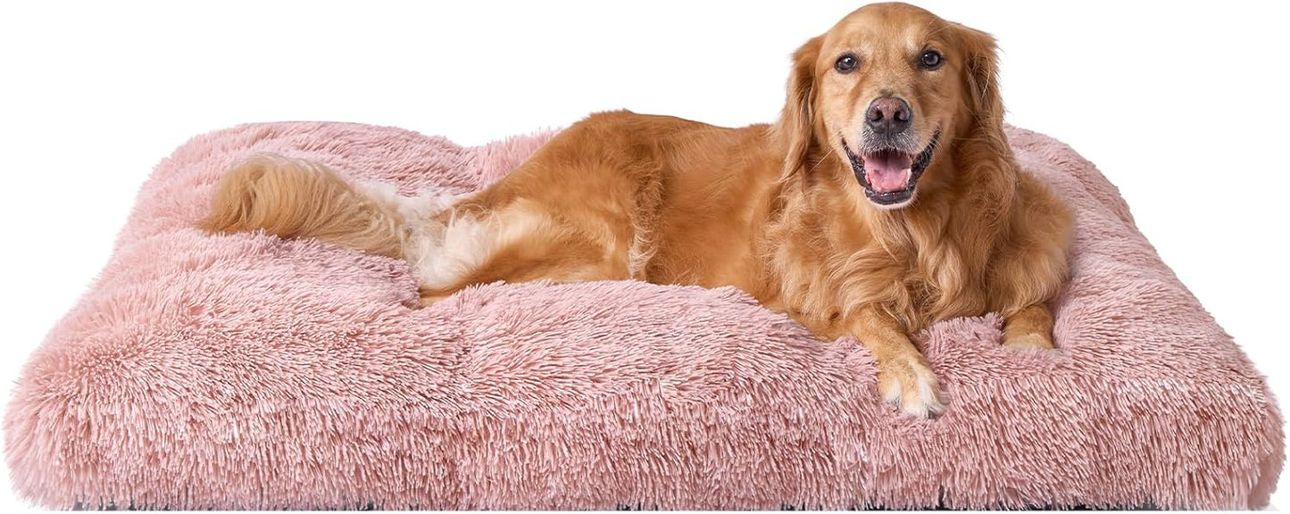 EHEYCIGA Fluffy Dog Crate Bed for Medium Dogs, Plush Faux Fur Crate Pad, Calming Anti Anxiety Medium Dog Bed, Washable Soft Warm Crate Mat with Non-Slip Bottom