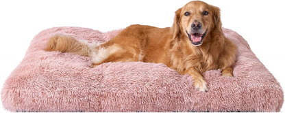 EHEYCIGA Fluffy Dog Crate Bed for Medium Dogs, Plush Faux Fur Crate Pad, Calming Anti Anxiety Medium Dog Bed, Washable Soft Warm Crate Mat with Non-Slip Bottom