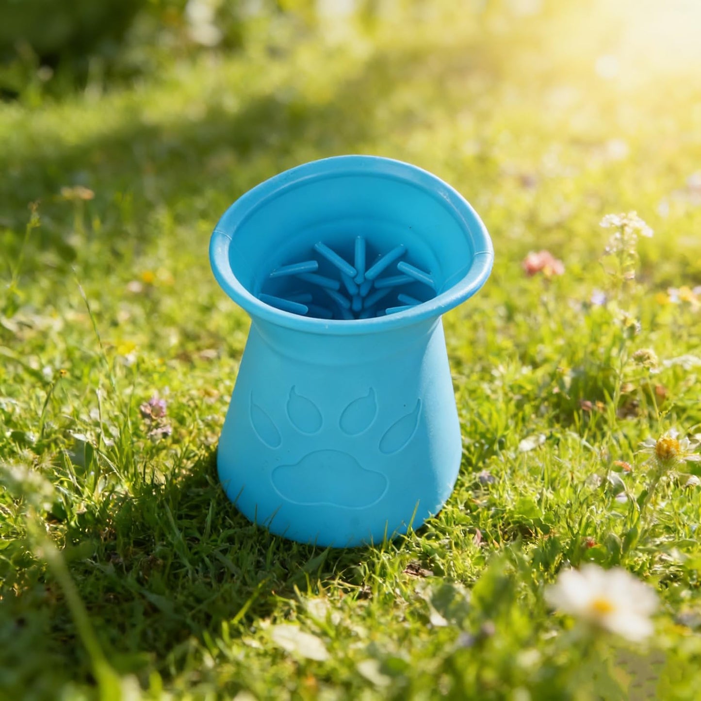 1Pc Silicone Pet Bristle Grooming Tool - Portable Blue Pet Foot Washer Cup for Muddy Paws, Soft Paw Cleaner for Dogs & Cats, Easy to Clean