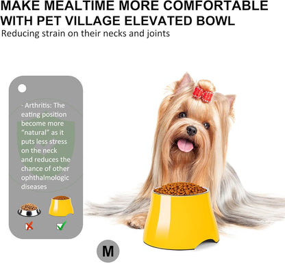 Dog Bowls,Cone Friendly Non Slip Single Dog Bowl with Stainless Steel Inner, Raised Bowls for Small Dogs Spaniel Dogs Long Ear, High Capacity, M/2 Cup Pink